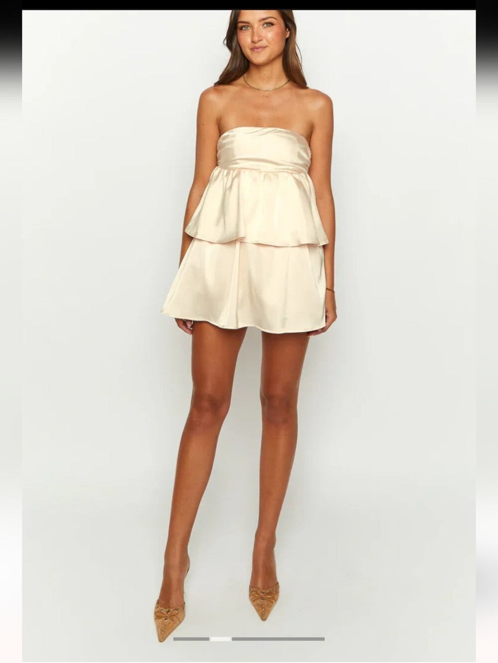 Beginning Boutique Jamie Cream NWT Satin Strapless/Strap Mini Dress Sz 4 Ret $90